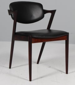 Set of Kai Kristiansen Model 42 Dining Chairs, Rosewood, Aniline Leather, 1960s