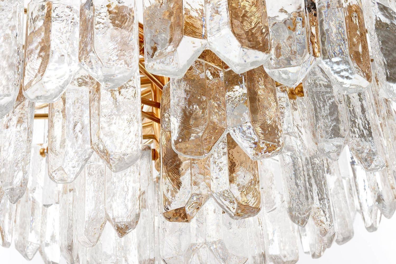 Set of Kalmar Flush Mount Light and Sconces 'Palazzo', Gilt Brass Glass, 1970s 7
