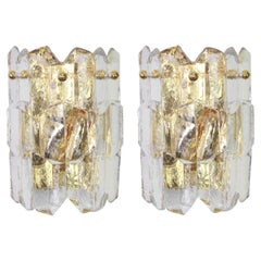 1 di 2 set di lampade da parete Kalmar Gilded Sconces Murano Palazzo, Austria, anni '70