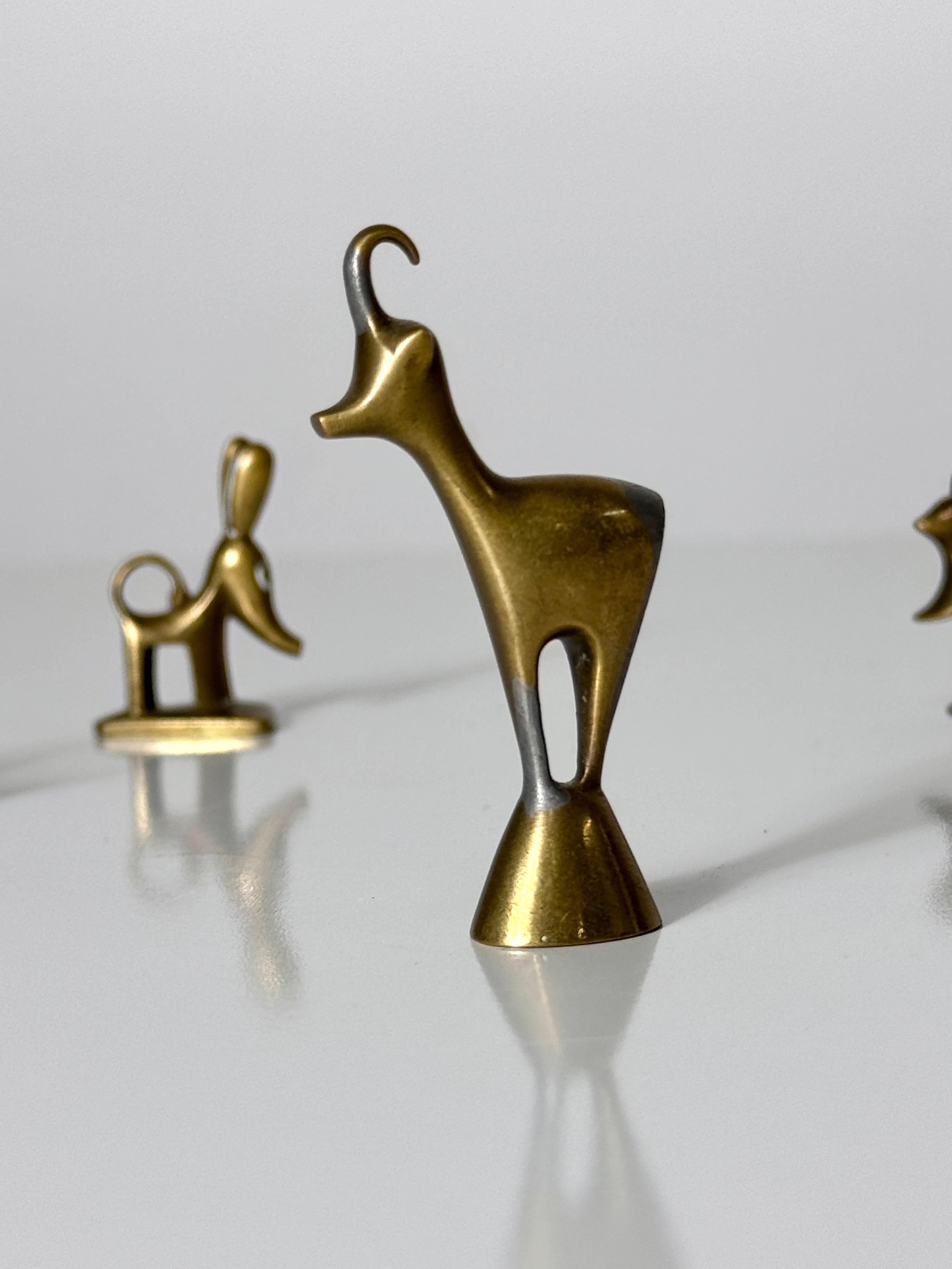 Austrian Set of Karl Hagenauer Bronze Miniature Animal Sculptures Werkstatte Wien Austria For Sale