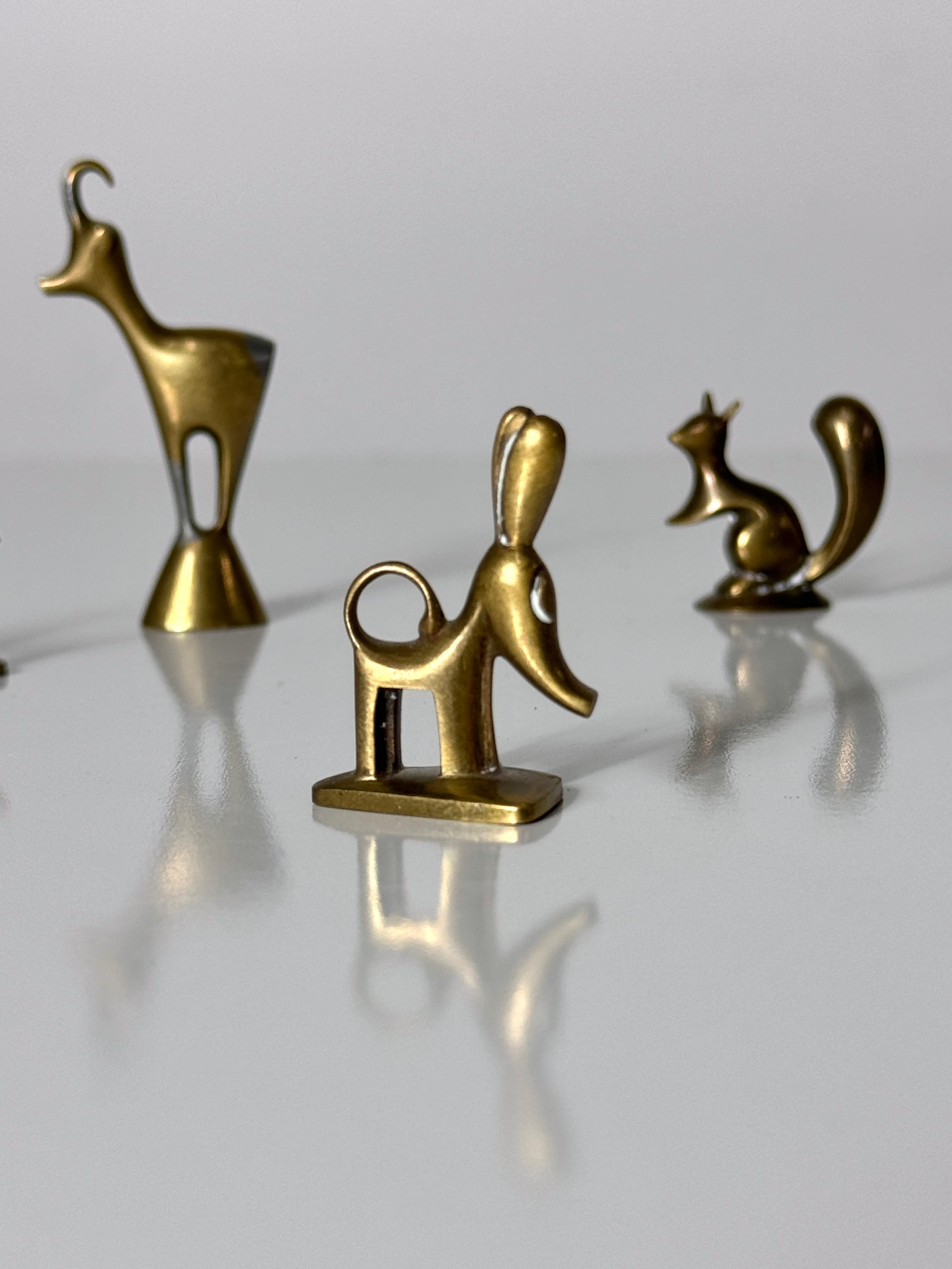 Mid-20th Century Set of Karl Hagenauer Bronze Miniature Animal Sculptures Werkstatte Wien Austria For Sale
