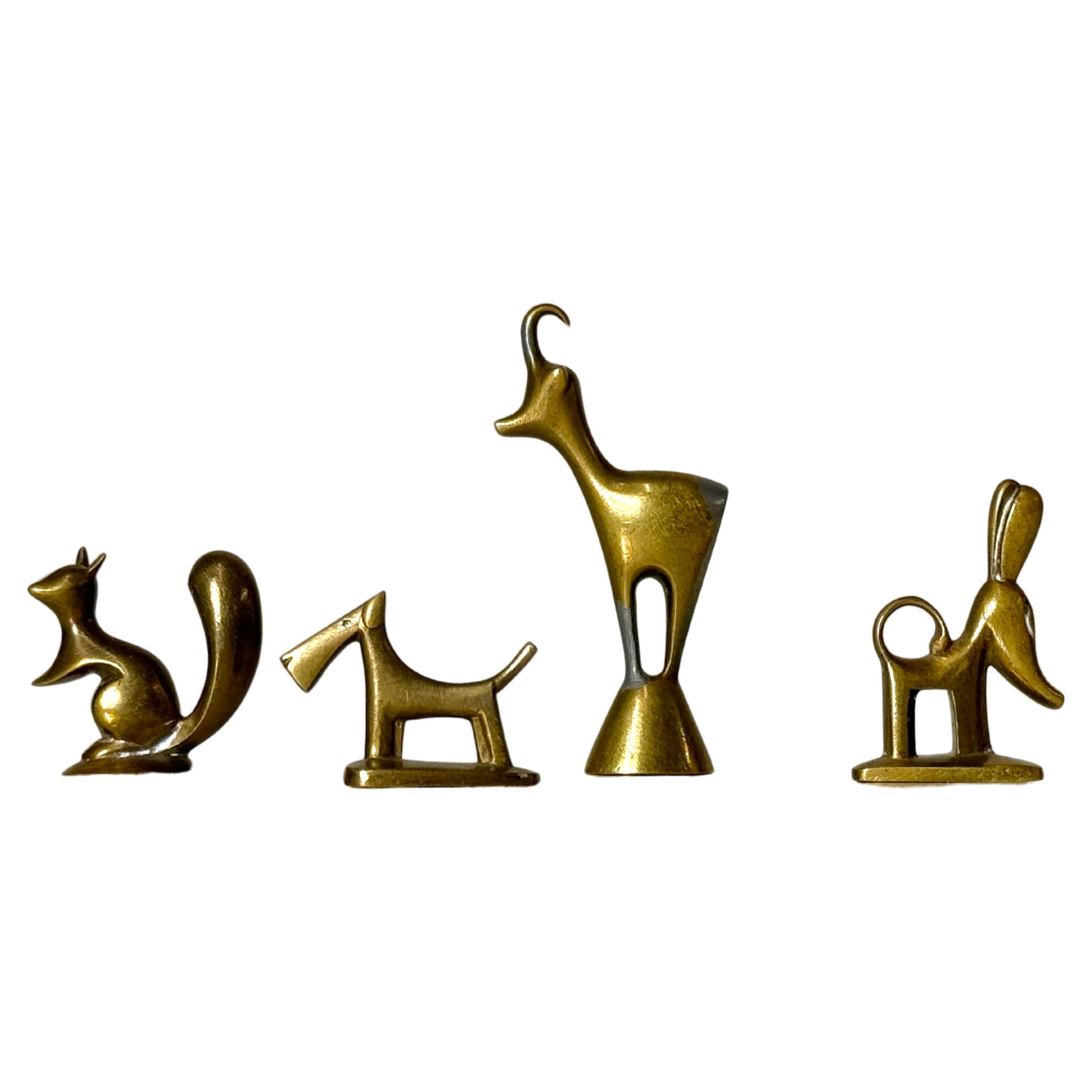 Conjunto de esculturas de animales en miniatura de bronce Karl Hagenauer Werkstatte Wien Austria
