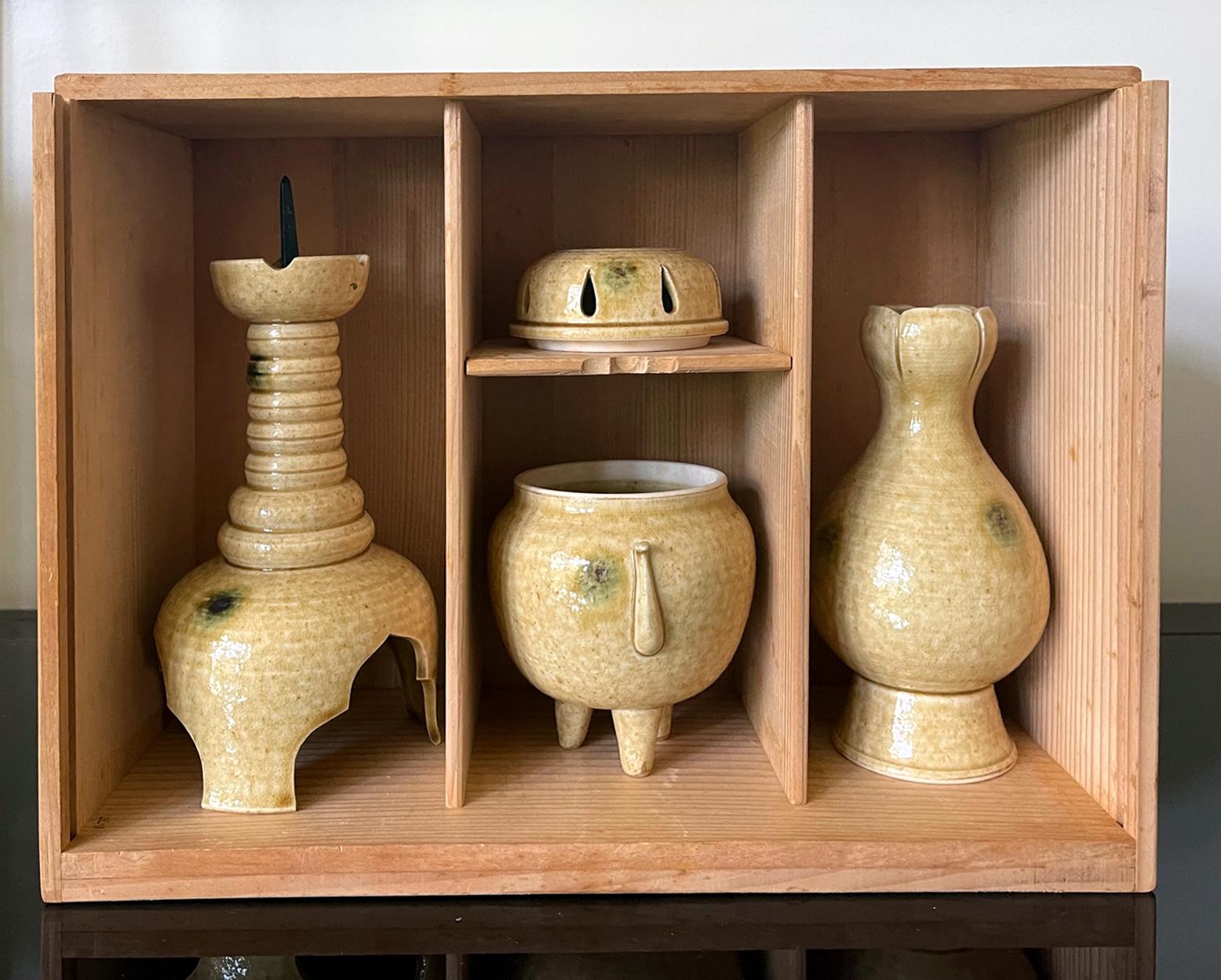 Other Set of Ki-Seto Ceramic Altar Pieces from Korean Empire Period For Sale