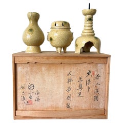 Antique Set of Ki-Seto Ceramic Altar Pieces from Korean Empire Period