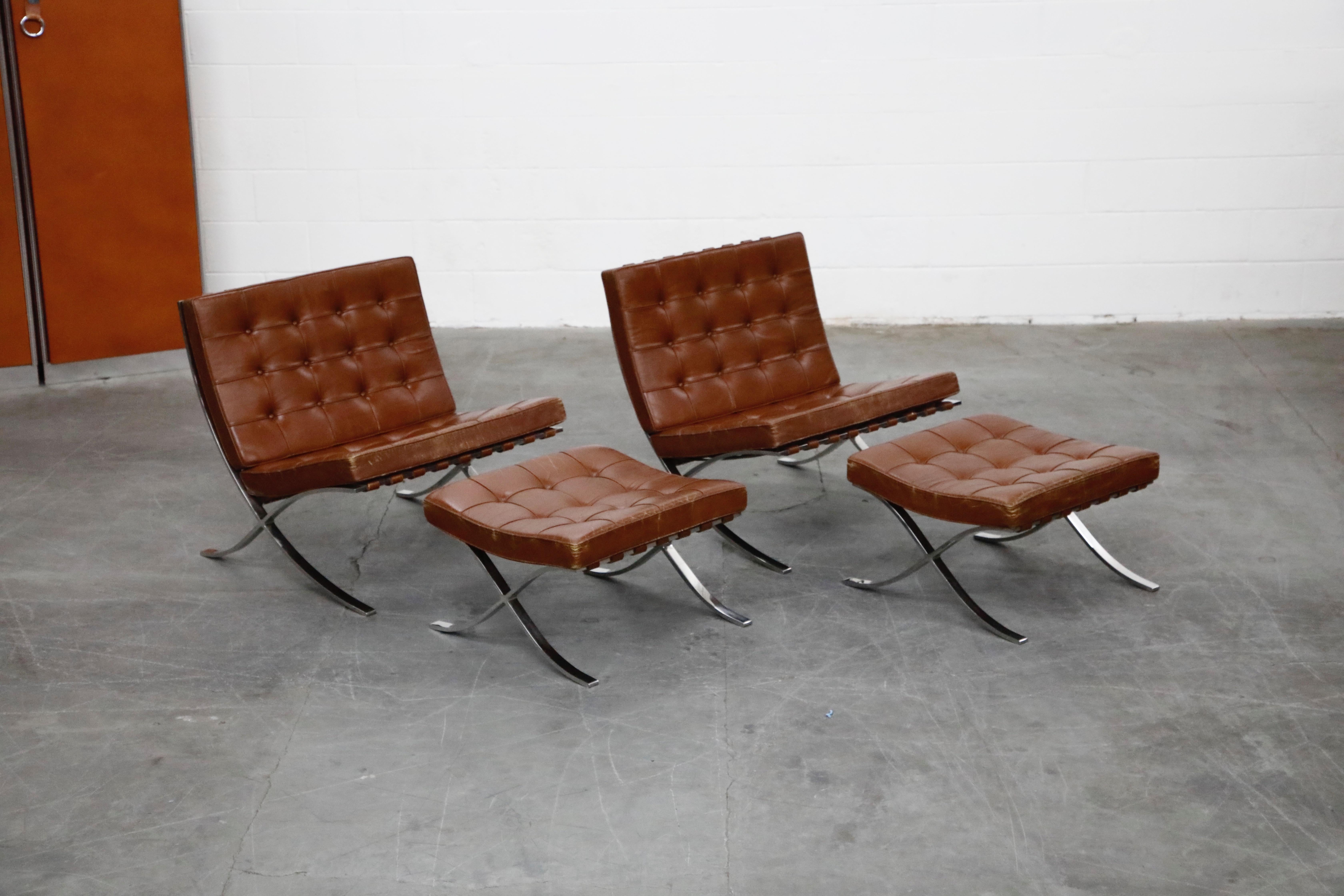 Mid-Century Modern Set of Knoll Associates Barcelona Chairs and Ottomans by Mies van der Rohe, 1961