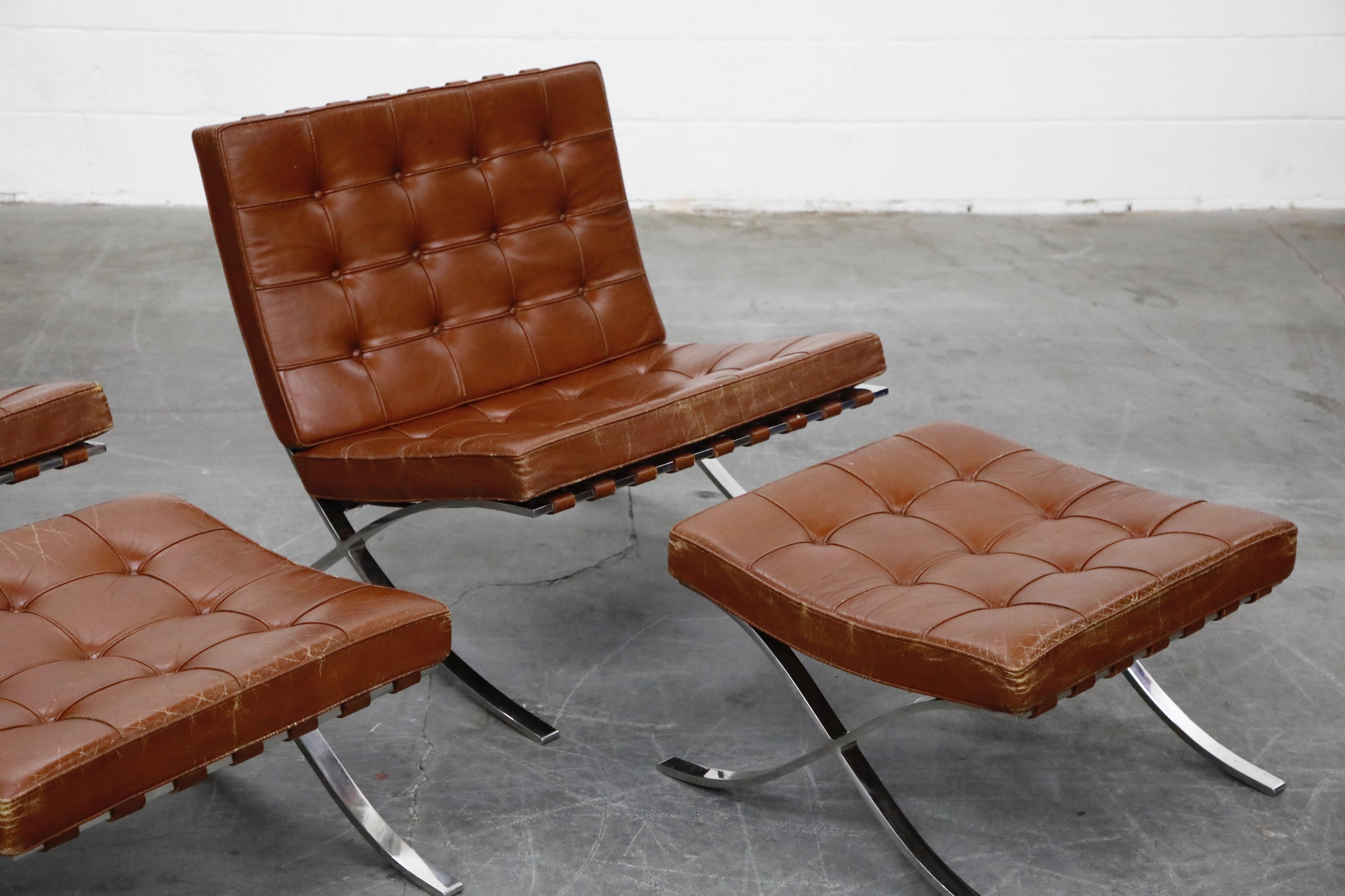 American Set of Knoll Associates Barcelona Chairs and Ottomans by Mies van der Rohe, 1961