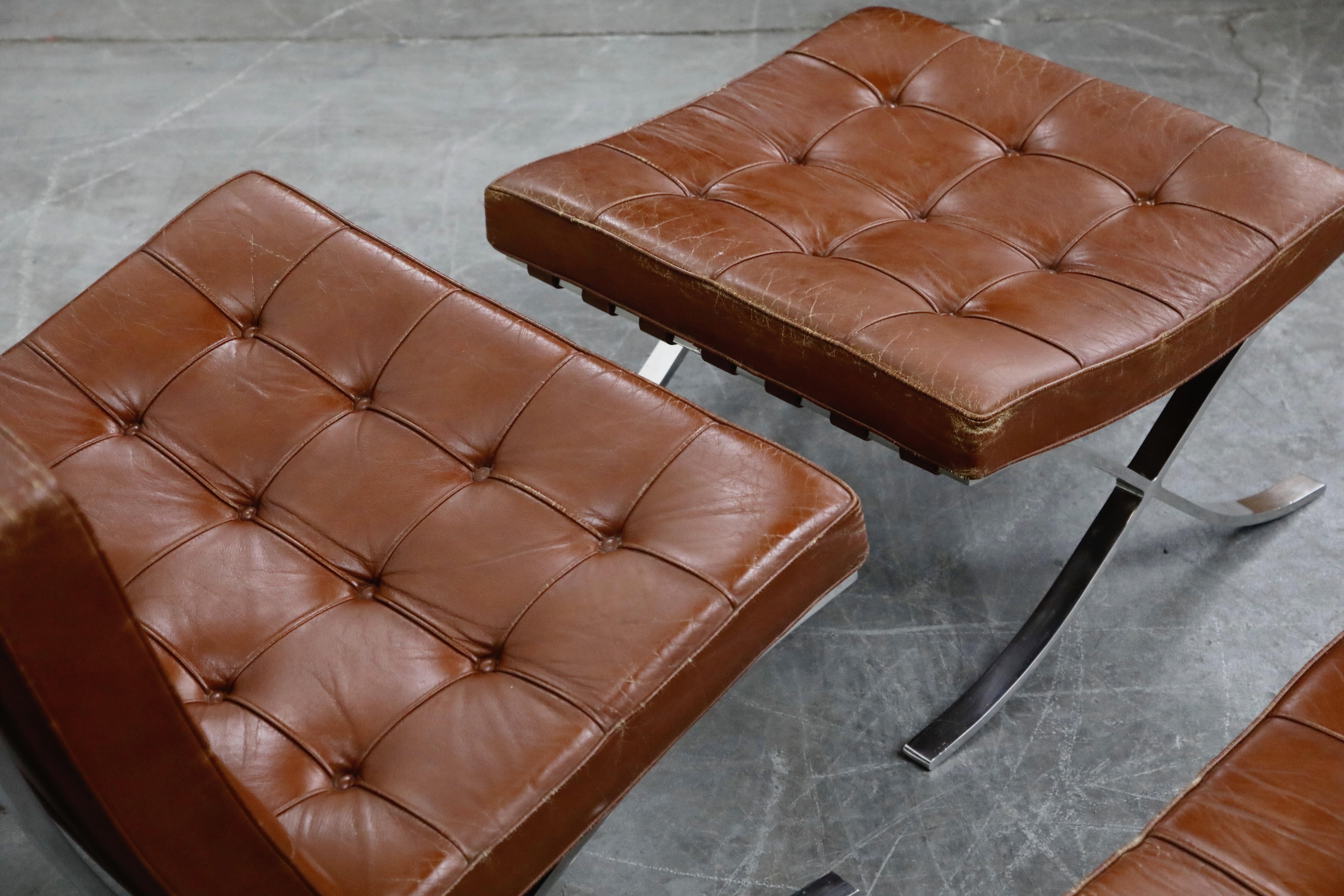 Set of Knoll Associates Barcelona Chairs and Ottomans by Mies van der Rohe, 1961 1