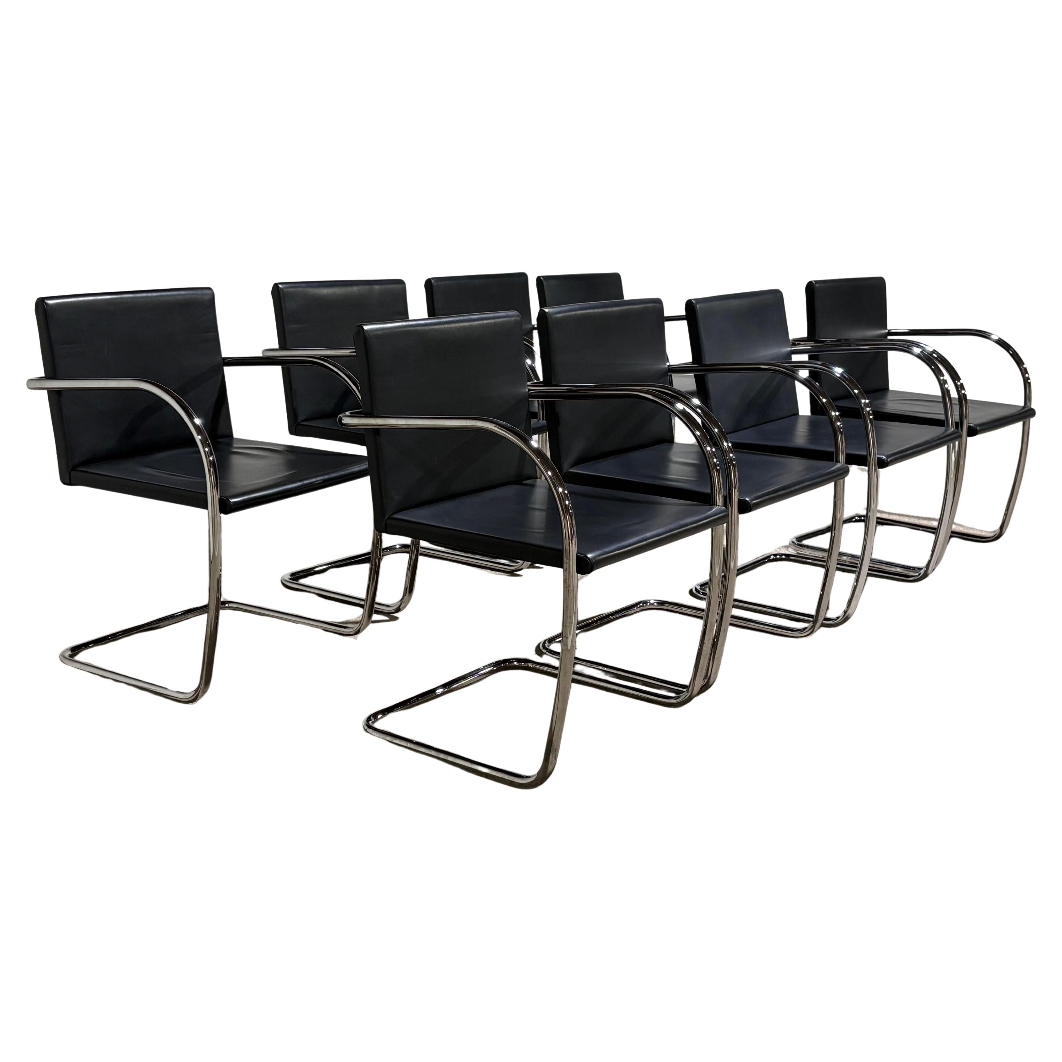 Set of - Knoll BRNO Chairs Black Leather en venta