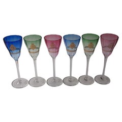 Set of Koloman Moser Designed 'Lucca Liquor' Bohemian Glasses by Meyr's Neffe