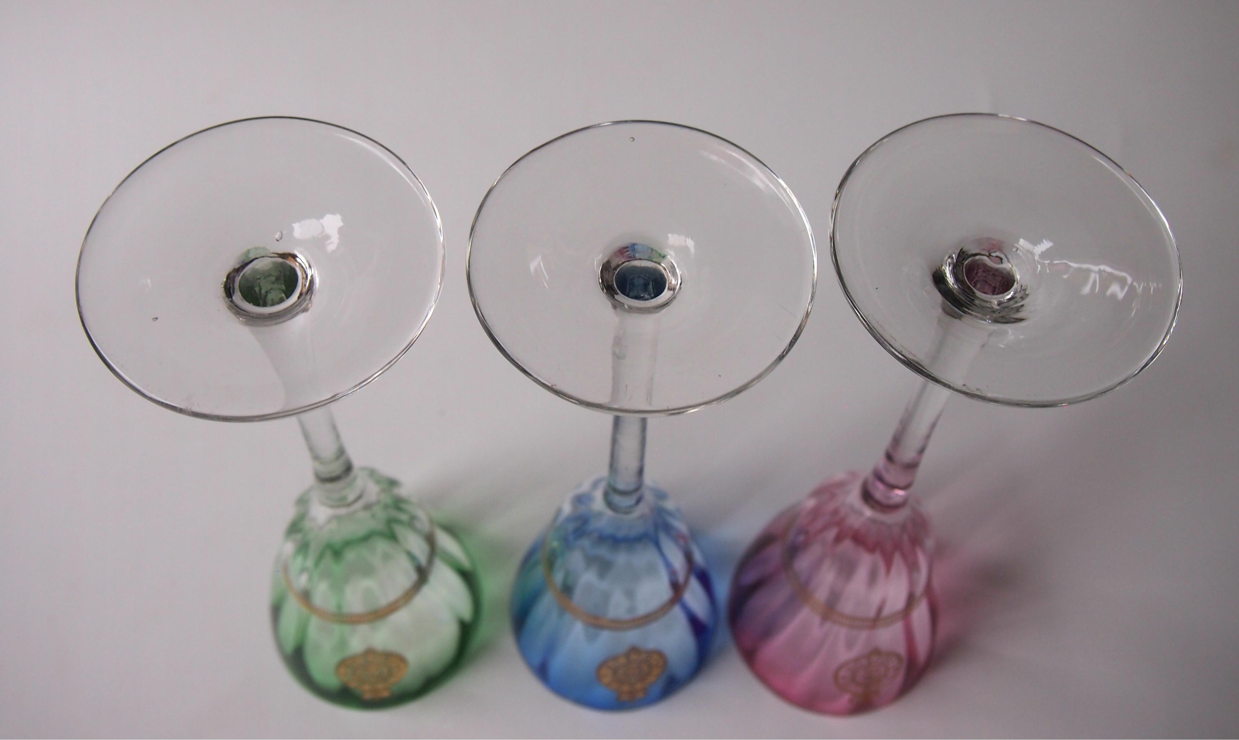 Set of Koloman Moser Designed 'Lucca Liquor' Bohemian Glasses by Meyr's Neffe For Sale 1
