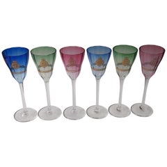 Set of Koloman Moser Designed 'Lucca Liquor' Bohemian Glasses by Meyr's Neffe