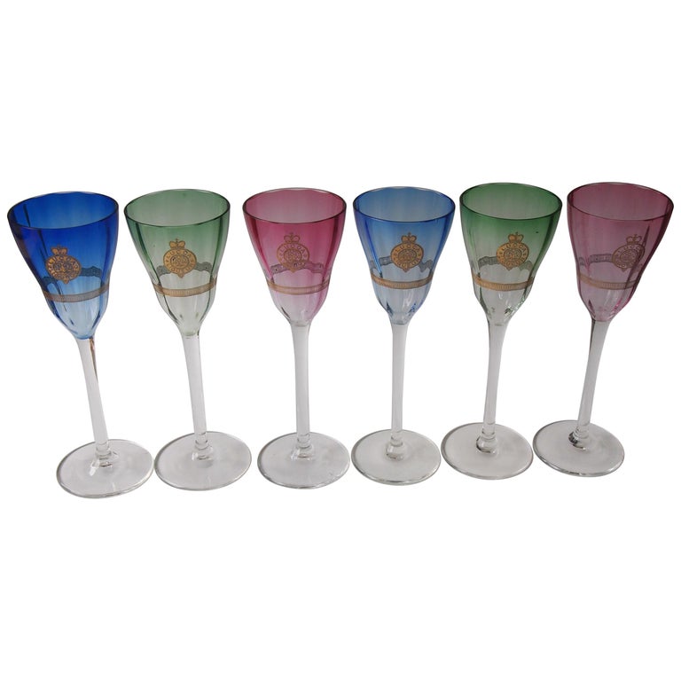 Set of Koloman Moser Designed 'Lucca Liquor' Bohemian Glasses by Meyr's