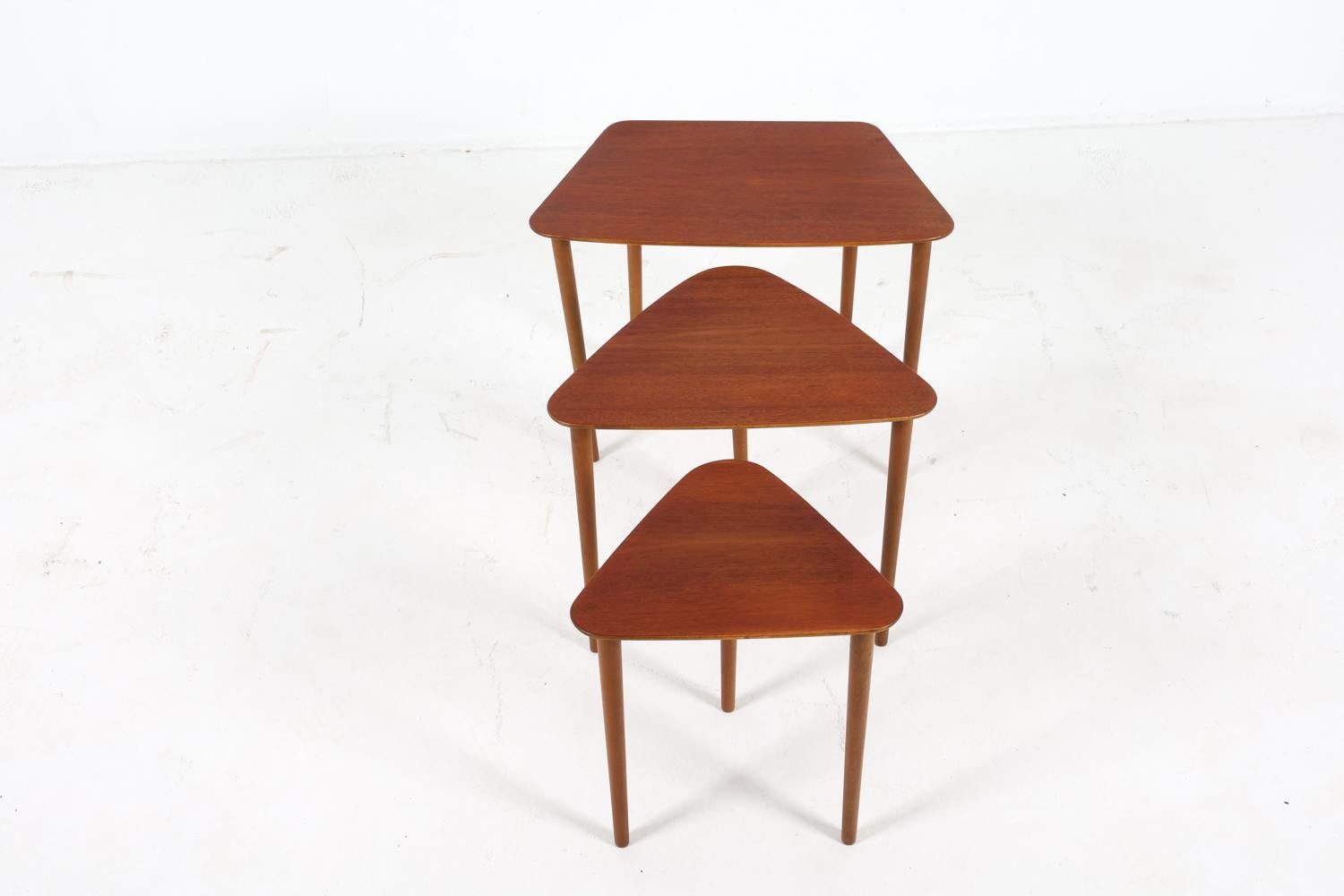 Mid-Century Modern Set of Kurt Østervig Danish Teak Nesting Tables, Circa 1960s For Sale