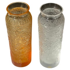 Set of Lalique Bougainvillea Vases in Crystal