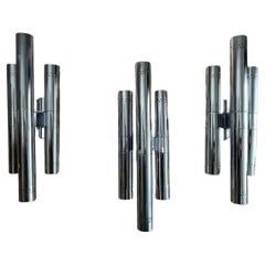 Set of Lamperti Wall Lights in Chromed Steel, '70, Italy