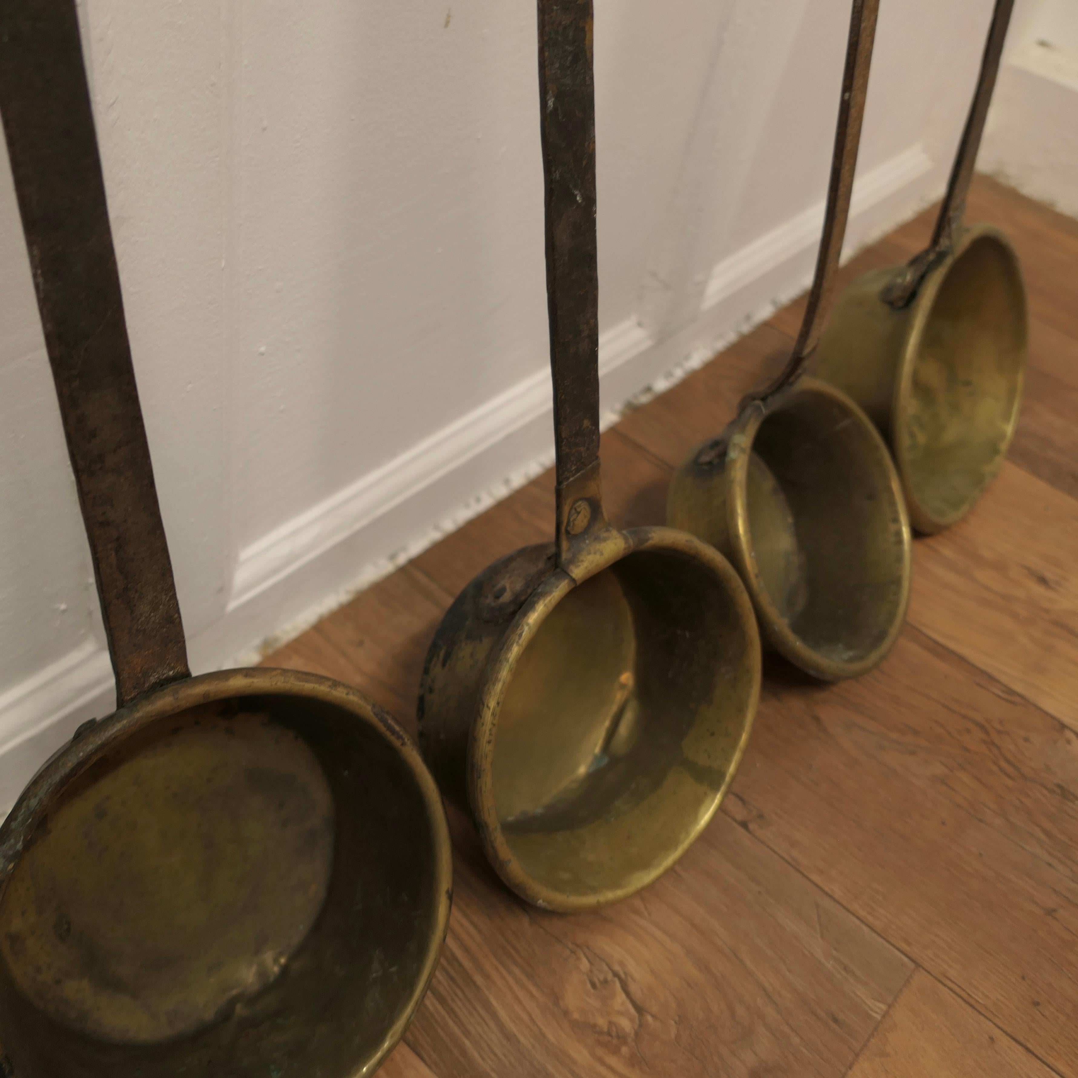 Mid-19th Century Set of Large 19th Century Brass and Iron Ladles a Great Set