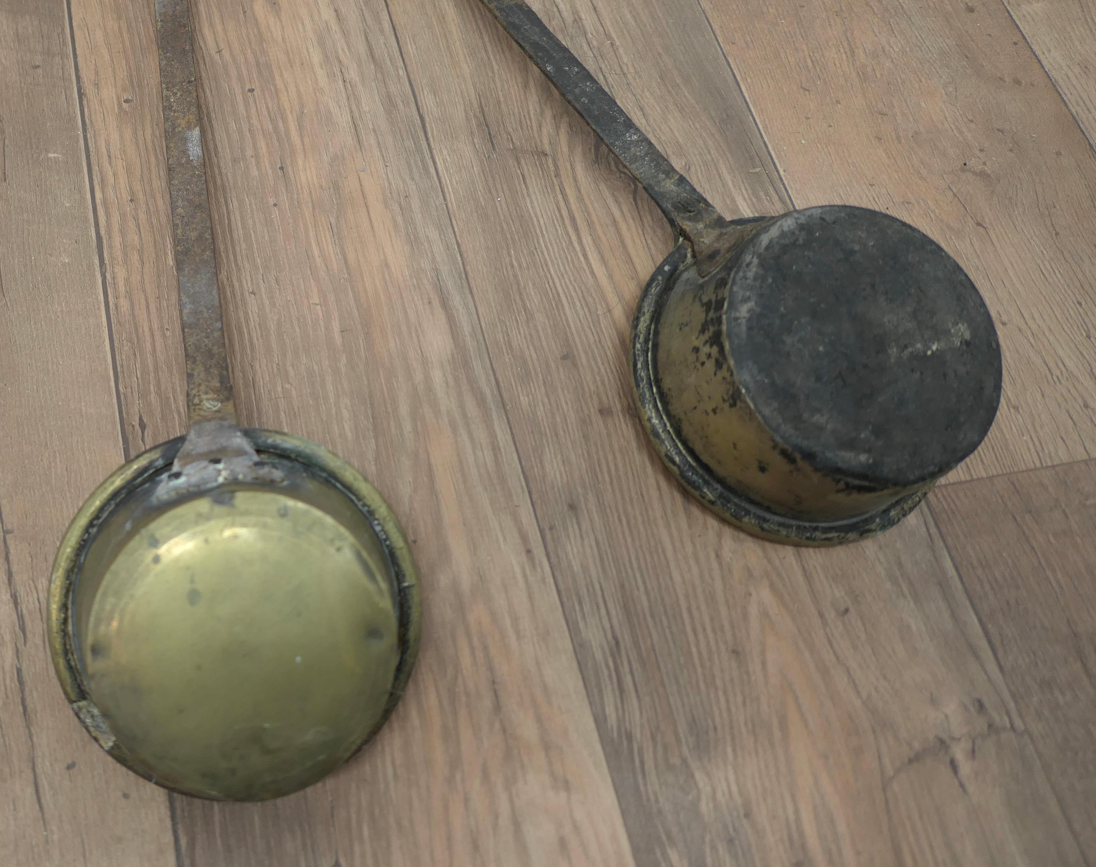 Set of Large 19th Century Brass and Iron Ladles a Great Set For Sale 2