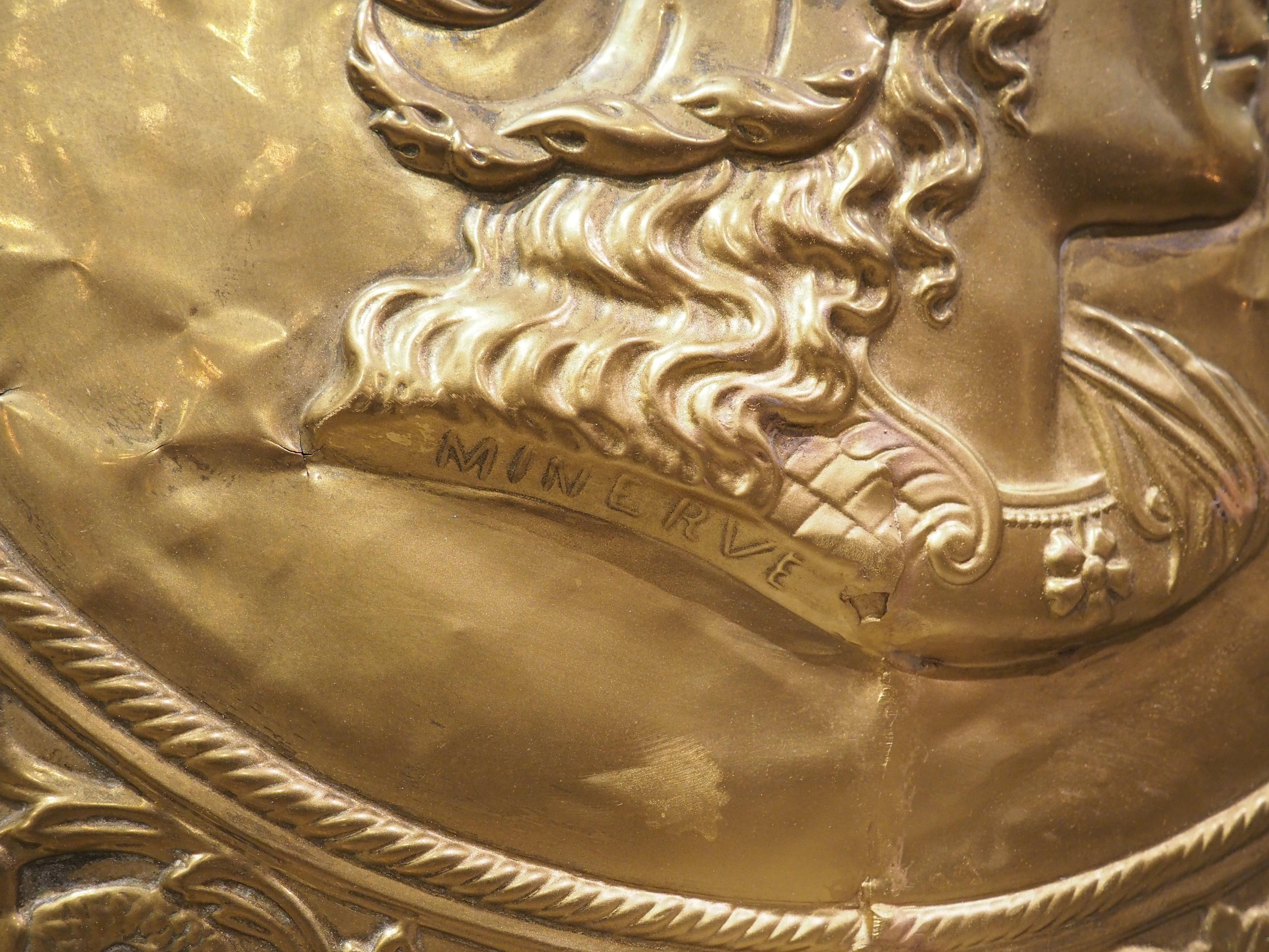Juego de grandes cargadores de Marte y Minerva en cobre dorado repulido del s. XIX francés en venta 4