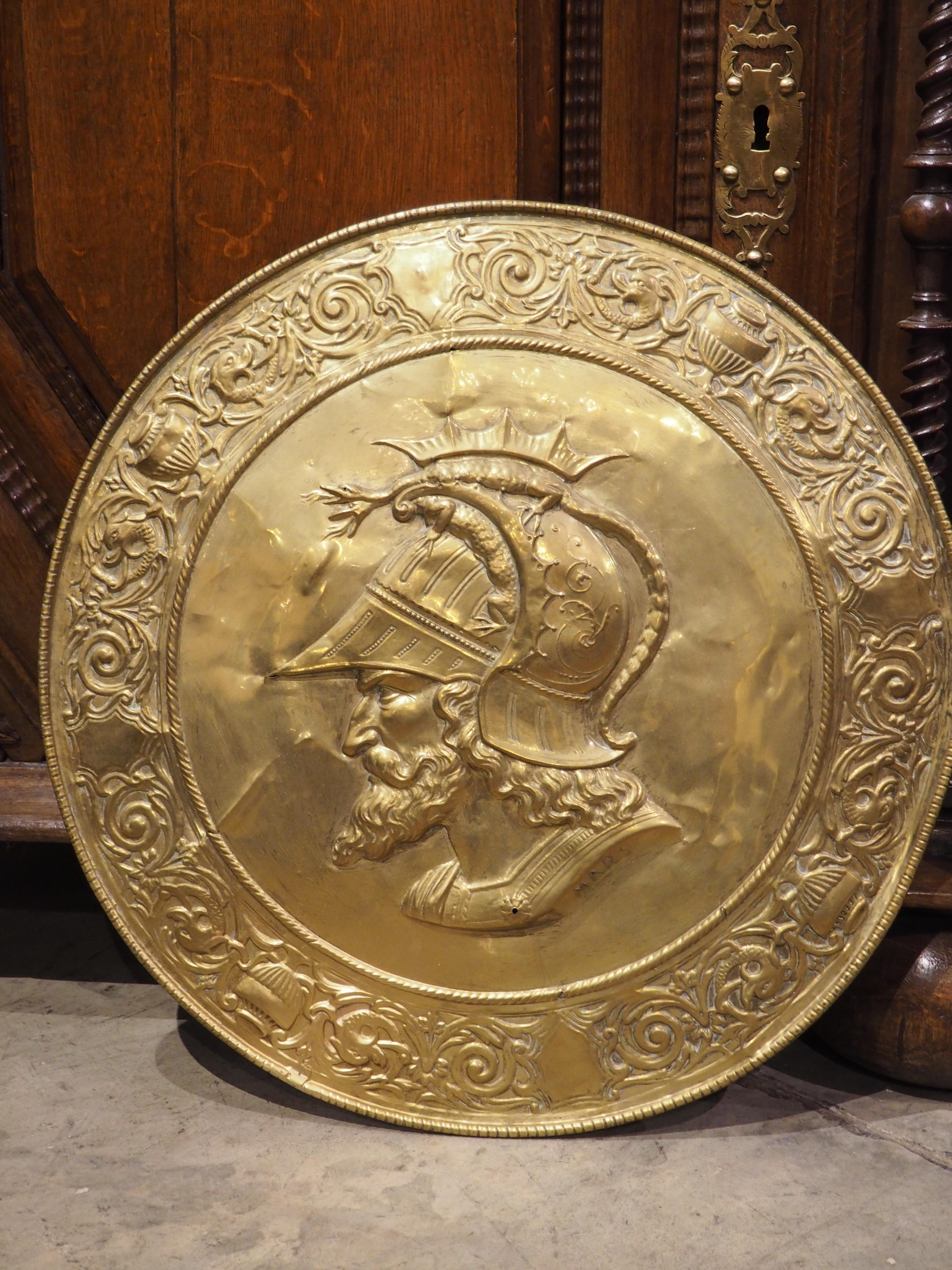 Juego de grandes cargadores de Marte y Minerva en cobre dorado repulido del s. XIX francés Neoclásico en venta