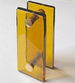 Set di grandi maniglie in vetro color ambra, Francia, XX secolo