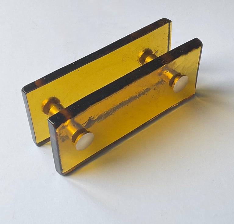 Set of Large AmberColoured Glass Handles, France 20th Century For Sale