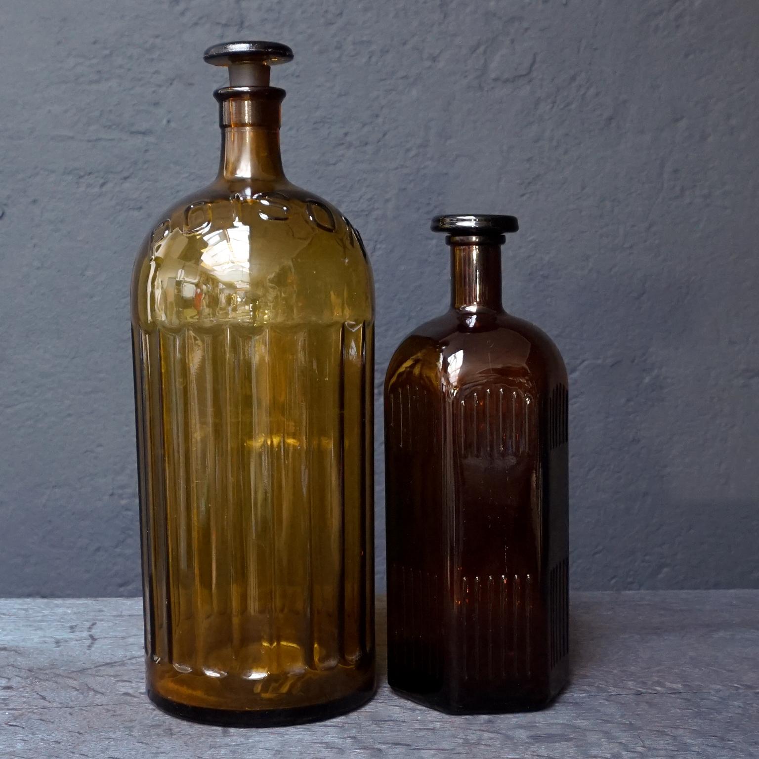 Early 20th Century Set of Large Amber Glass Apothecary Poison Bottles 4