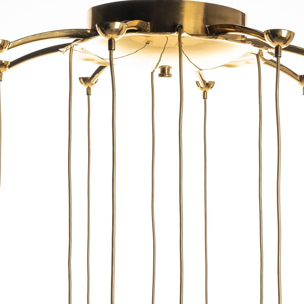 Set of Large Brass and Glass Chandeliers For Sale 6