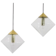 Set of Large Brass B-1218 Pendants by RAAK, Amsterdam, 1970s