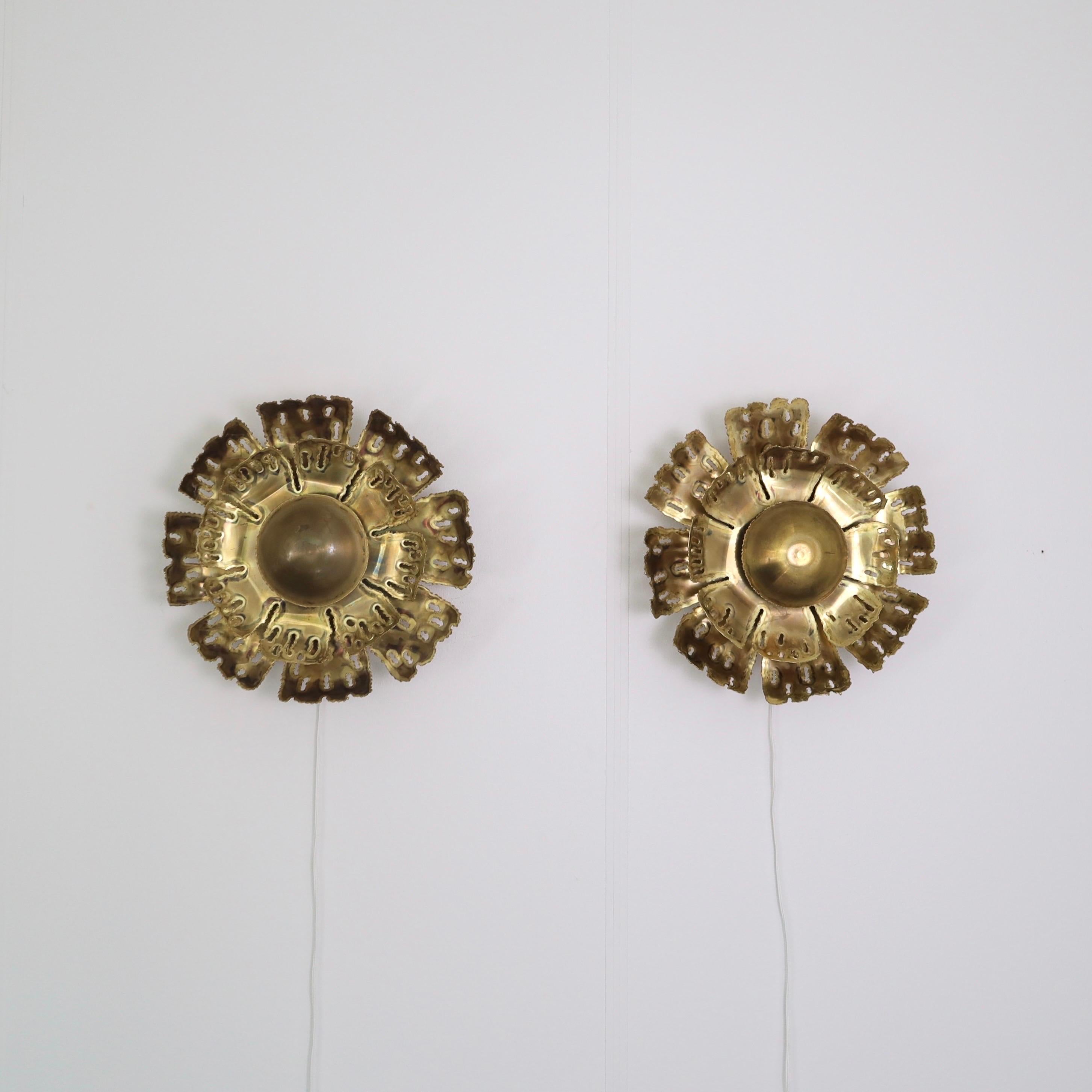 Set of Large Brass Wall Lamps by Svend Aage Holm Sorensen, 1960s, Denmark For Sale 5