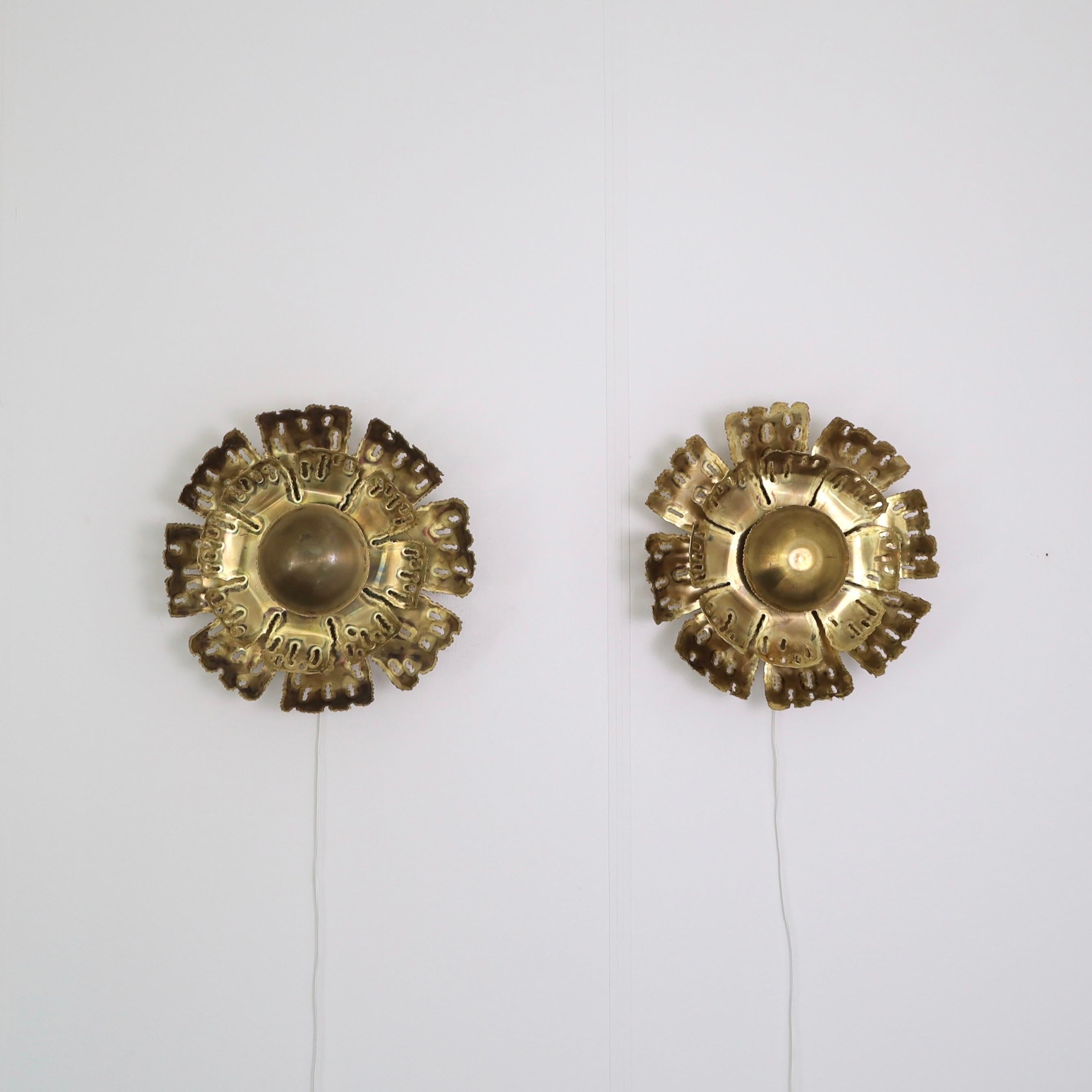 Danish Set of Large Brass Wall Lamps by Svend Aage Holm Sorensen, 1960s, Denmark For Sale