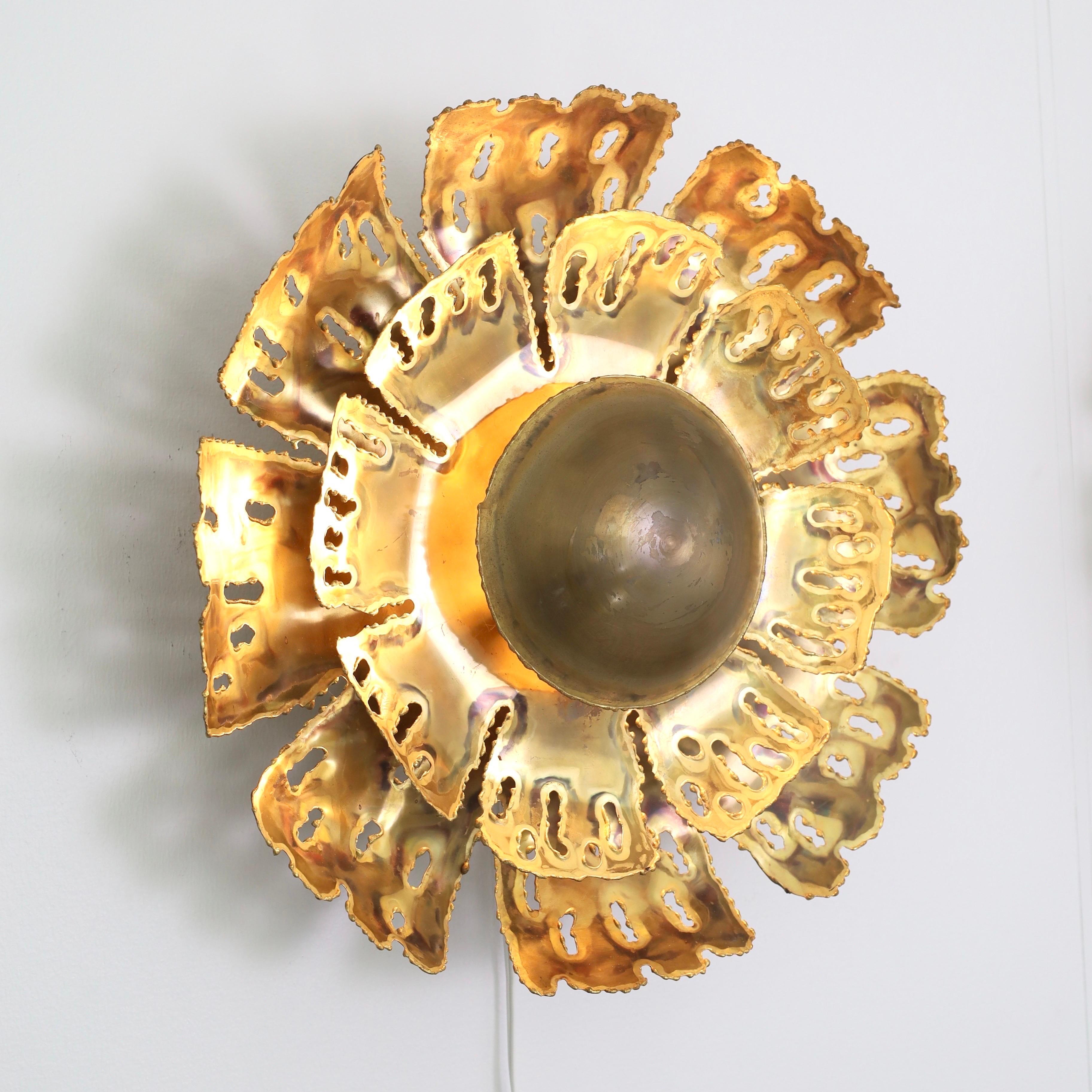 Set of Large Brass Wall Lamps by Svend Aage Holm Sorensen, 1960s, Denmark In Good Condition For Sale In Værløse, DK
