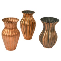 Set of Large Copper Amphora Vases by  Egidio Casagrande, Italy 1950's