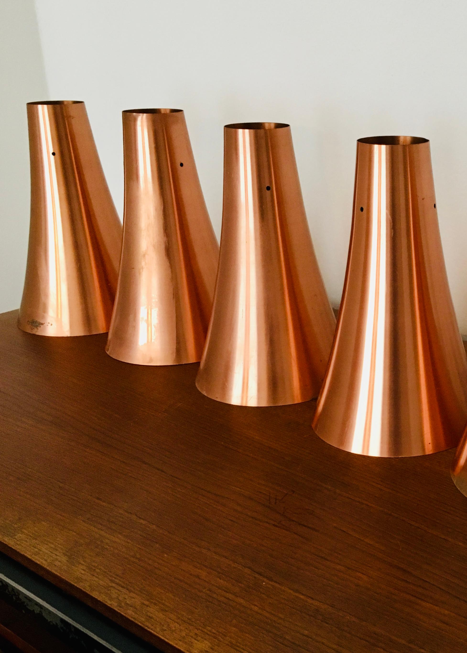 Set of large copper pendant lamps For Sale 7