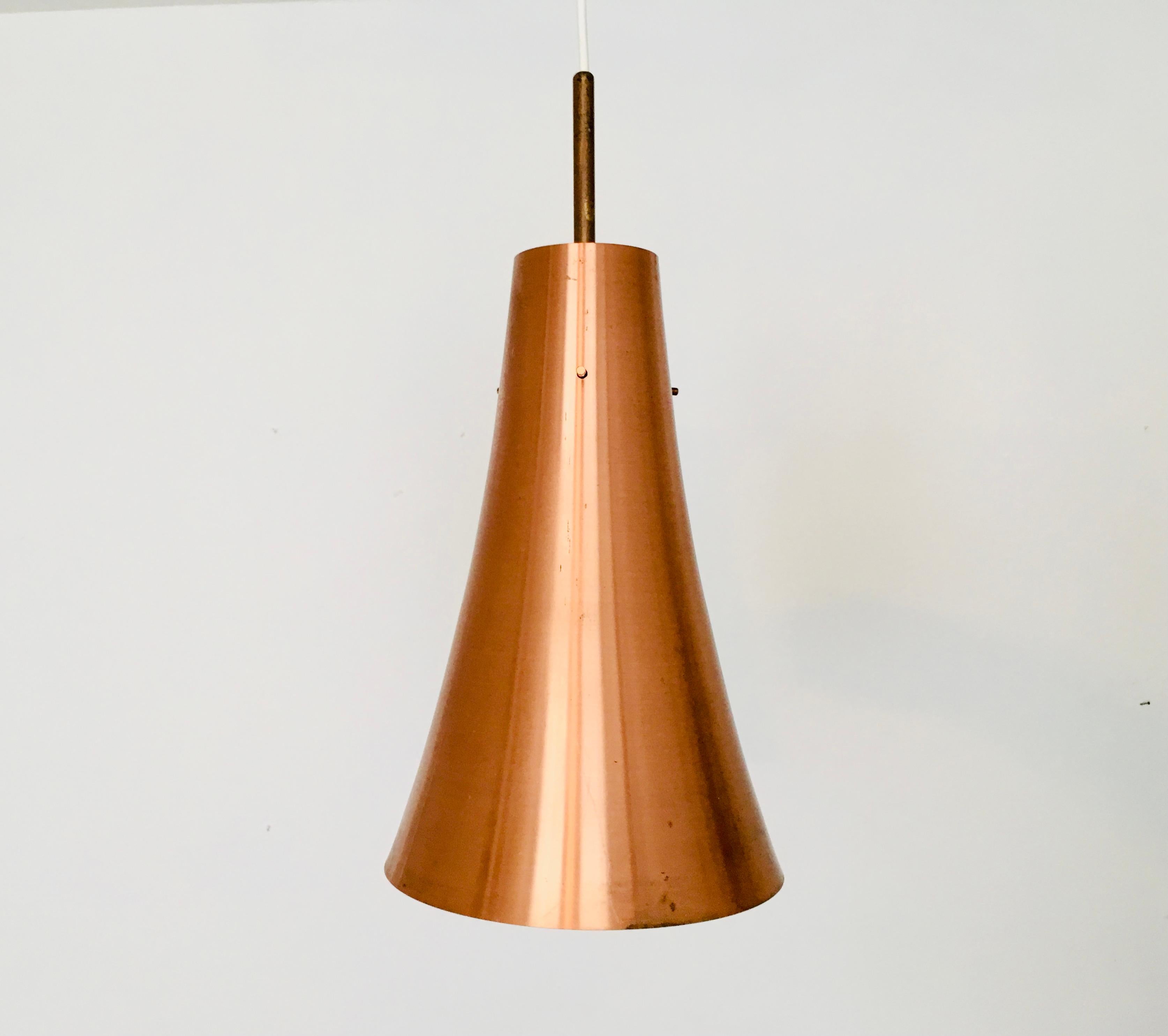 German Set of large copper pendant lamps For Sale