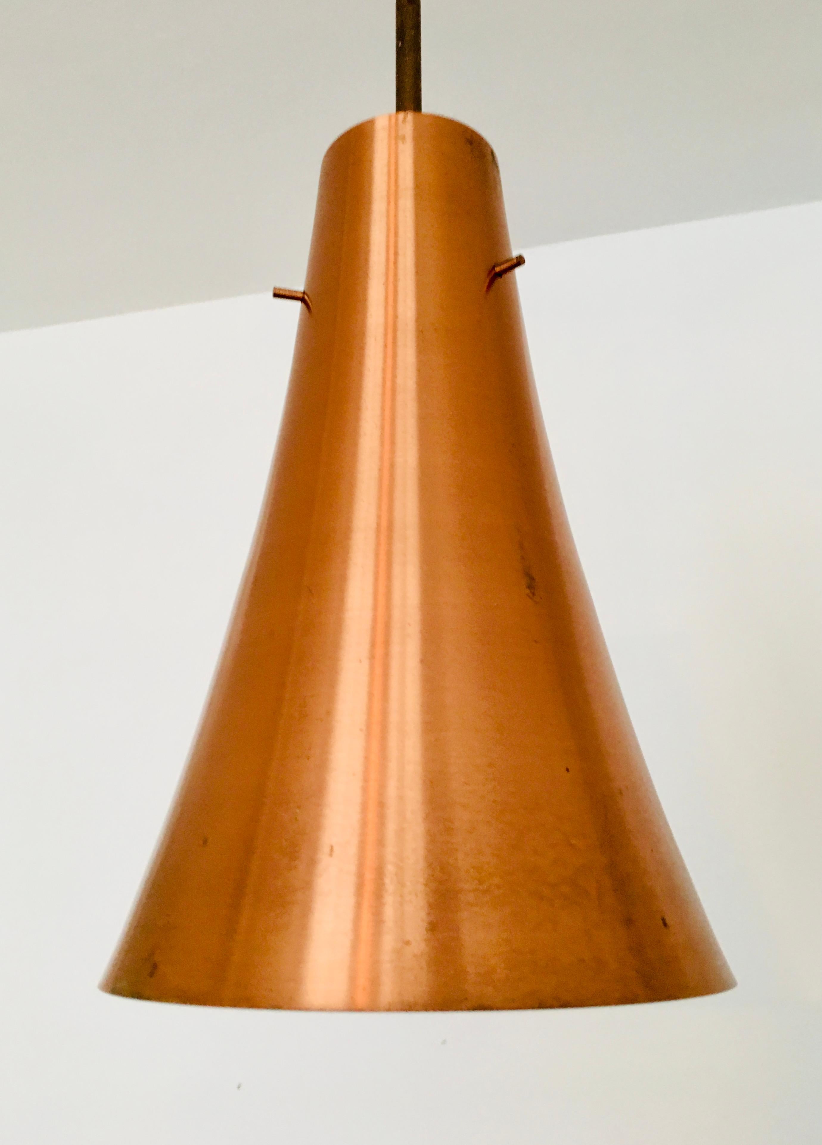 Mid-20th Century Set of large copper pendant lamps For Sale
