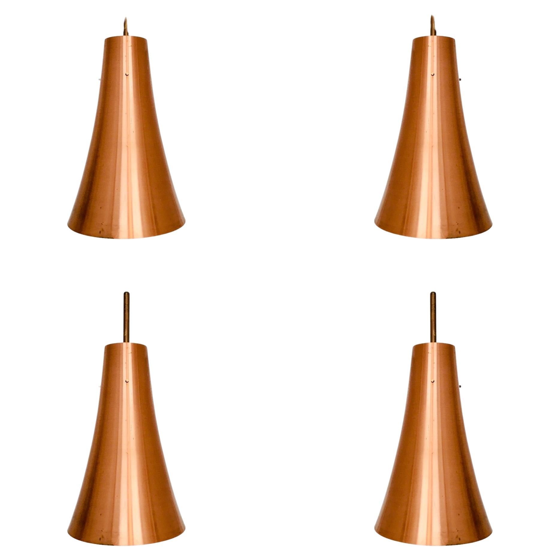 Set of large copper pendant lamps For Sale