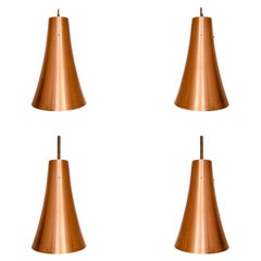 Set of large copper pendant lamps