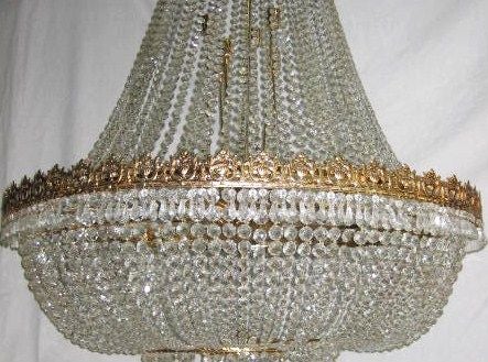 Set of Large Crystal Chandeliers, Sold Individually In Good Condition For Sale In New York, NY