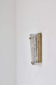 Set großer Wandleuchter aus Kristallglas und Messing von Lyfa Orrefors, Dänemark, 1950er Jahre