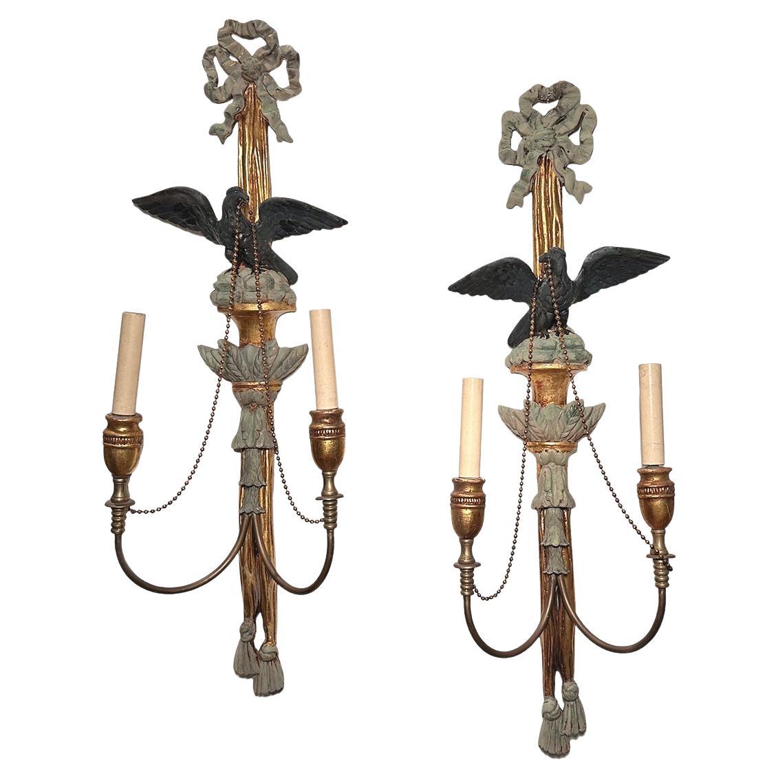 Set of Large Empire Eagle Sconces, Sold in Pairs