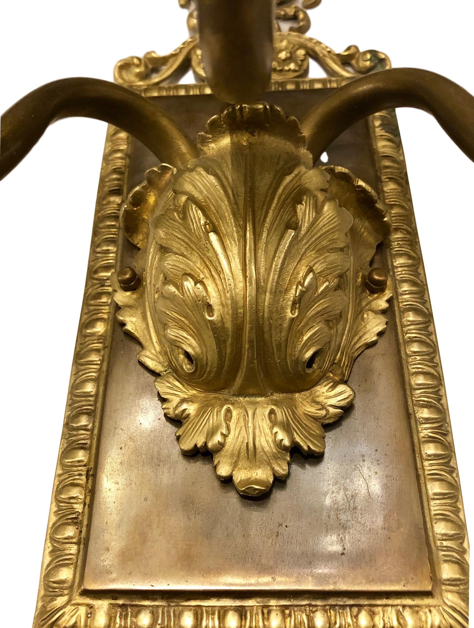 Set of Large Neoclassic Bronze Sconces, Sold in Pairs For Sale 1