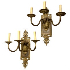 Set of Large Neoclassic Bronze Sconces, Sold in Pairs