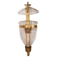 Set of Large English Bronze and Glass Sconces, Sold in Pairs