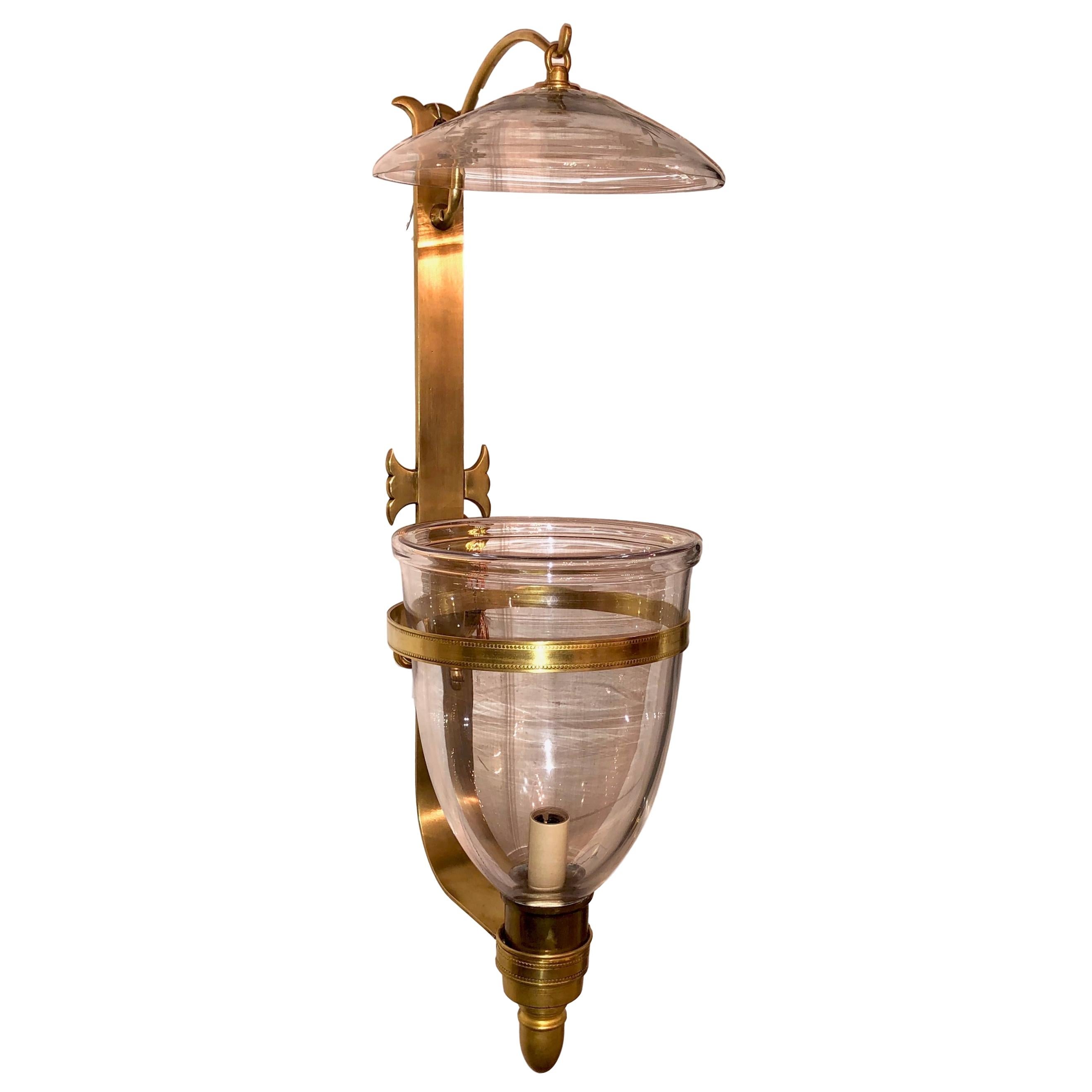 Set of Large English Bronze and Glass Sconces, Sold in Pairs For Sale 2