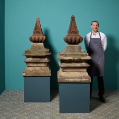 Set of Large English Victorian Stone Finials or Pier Caps