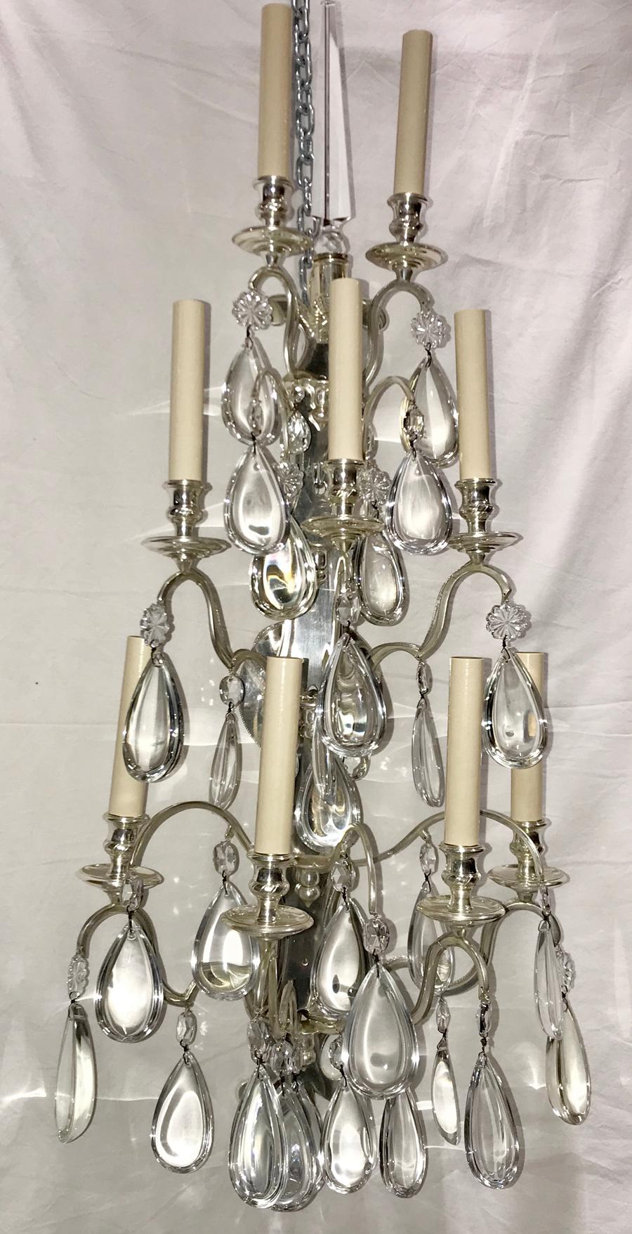 Silvered Set of Large French Silver Plated Sconces, Sold per pair For Sale