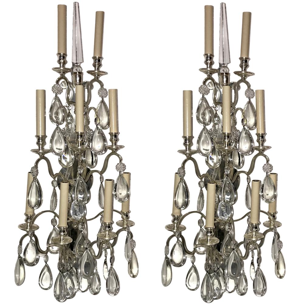 Set of Large French Silver Plated Sconces, Sold per pair For Sale