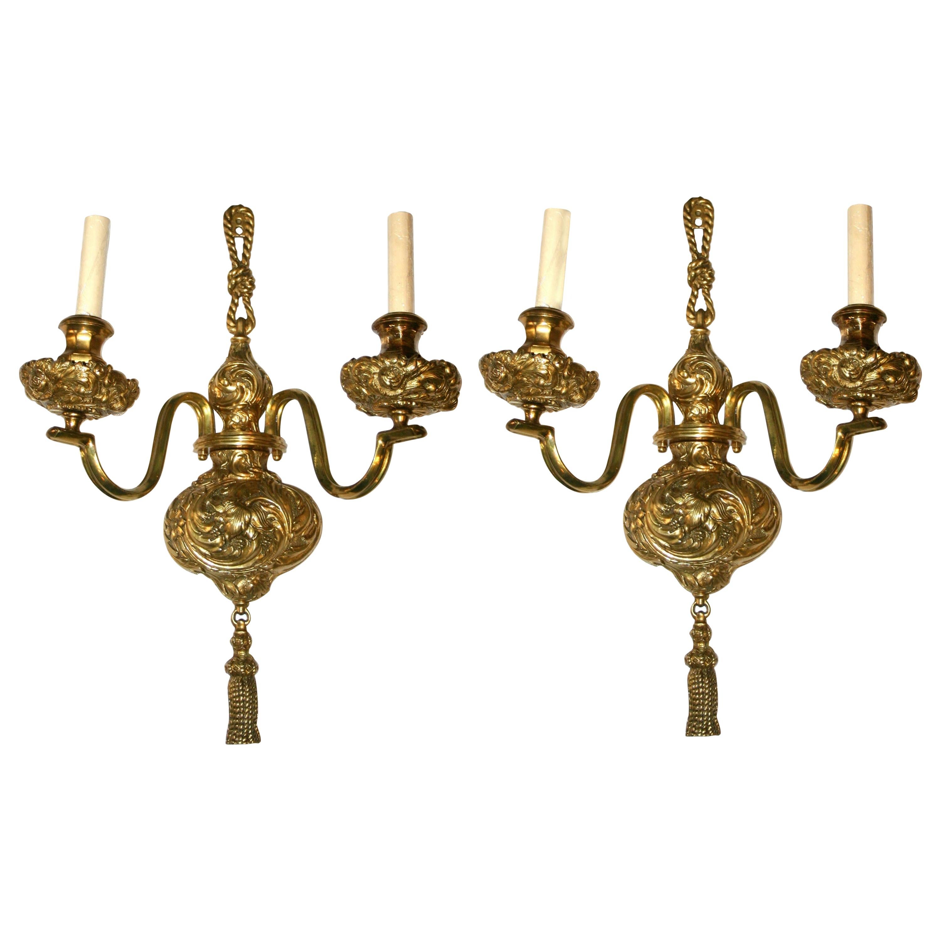 Set of Large Gilt Bronze Sconces, Sold in Pairs For Sale