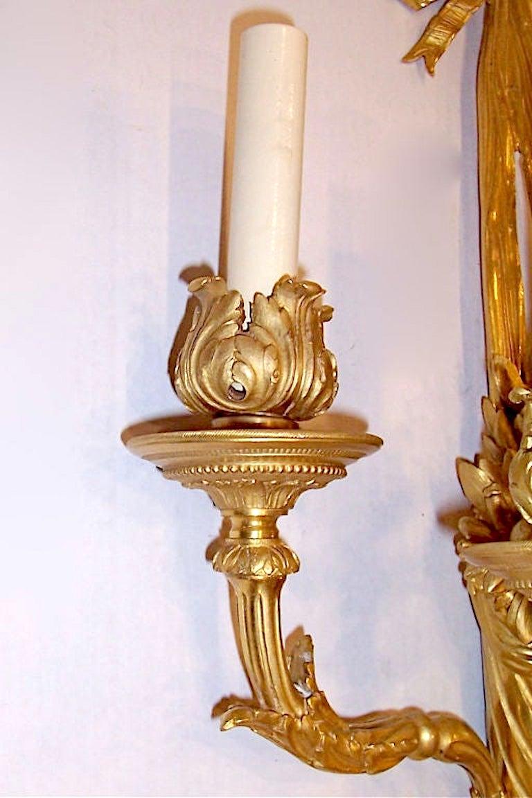 Pair of Neoclassic Bronze Sconces  In Good Condition For Sale In New York, NY