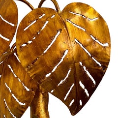Set of Large Gilt Metal Palm Leaf Sconces, Sold in Pairs